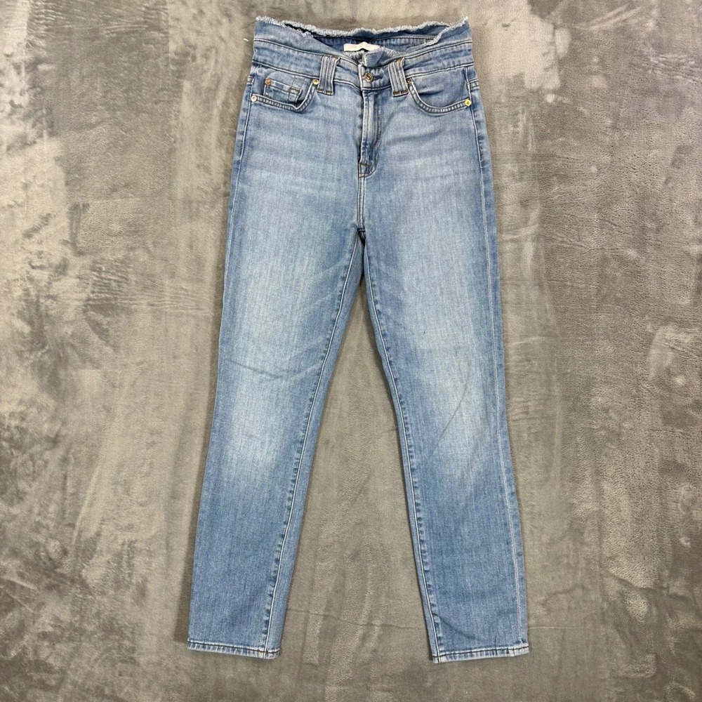 7 For All Mankind‎ Paperbag High Waist Skinny Jeans Womens Size 26 Light Blue